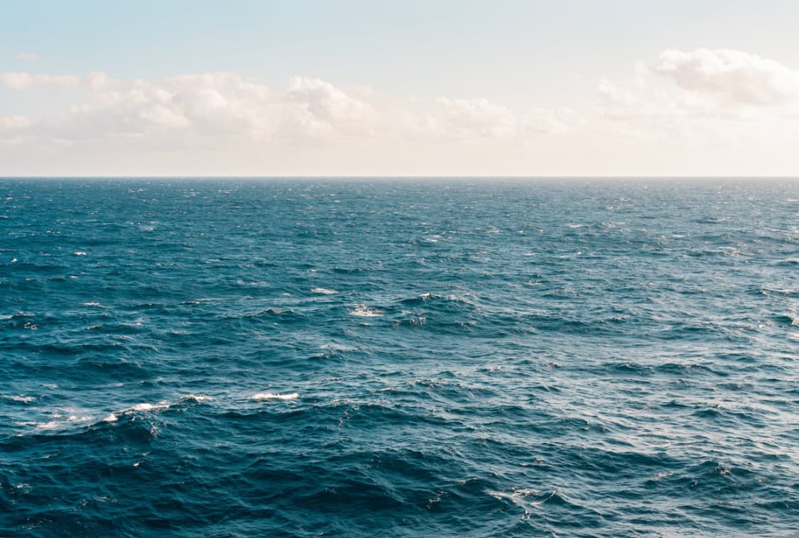 A calm and expansive ocean view under a clear sky