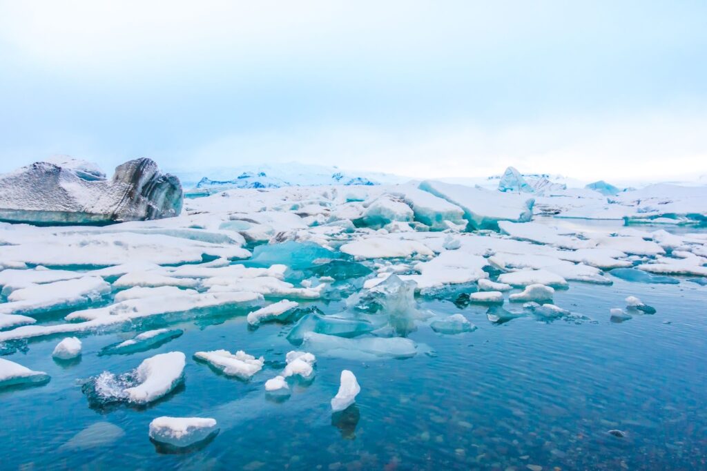 Icebergs in glacier lagoon