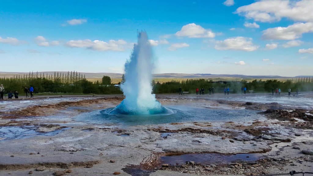 Geyser eruption in nature